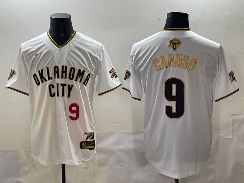 Men 2025 Oklahoma City Thunder #9 Caruso White Gold Nike Joint Name NBA Jersey style 22